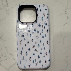White Casely Ski Pattern Phone Case IPhone 15pro MagSafe